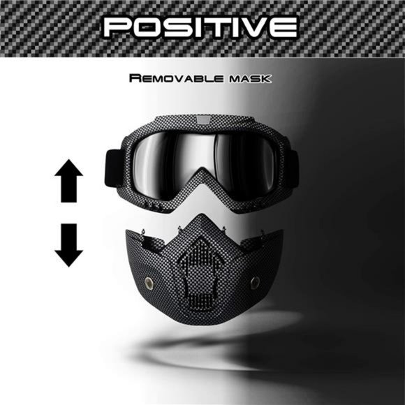 Motorcycle Helmet Riding Goggles Glasses With Removable Face Mask - Picture 5 of 7